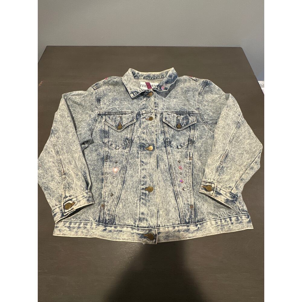 80s Inner View Rose bedazzled Jean Jacket Acid washed bedazzled Sze Medium 18/20
